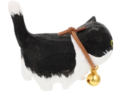 Figura Gatito Negro Tallada Madera Adorno Decorativo Oficina Cumpleaños