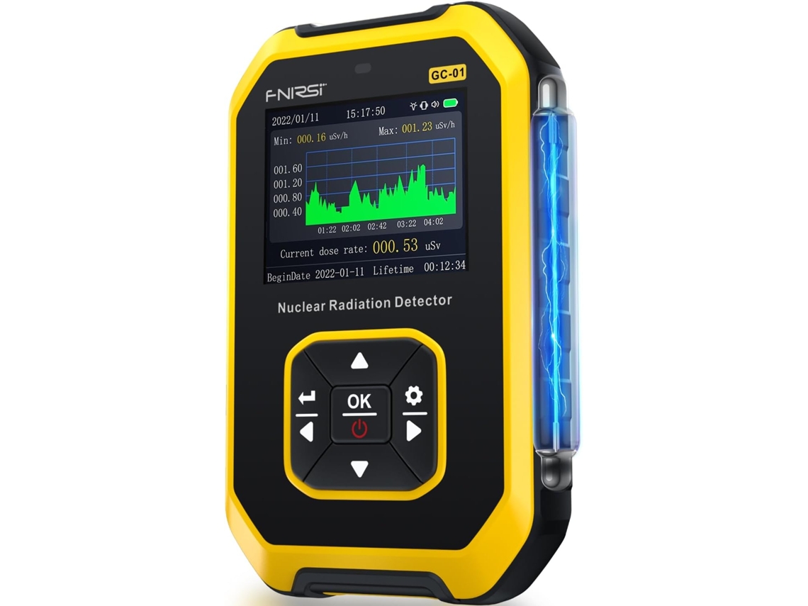 Detector de radiación nuclear con contador Geiger portátil recargable Zeuxo con pantalla LCD