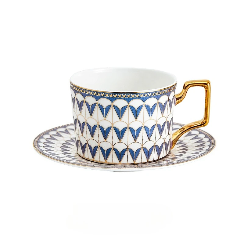(estilo A, Azul, 260 Ml) Taza De Café/oficina De Porcelana Fina Británica De Lujo Con Borde Dorado Pintado A Mano