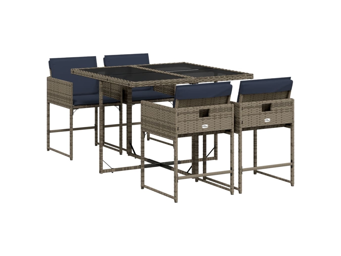 Maison Exclusive - Conjunto De Comedor De Jardín De 5 Piezas Con Cojines, Poliratán Gris