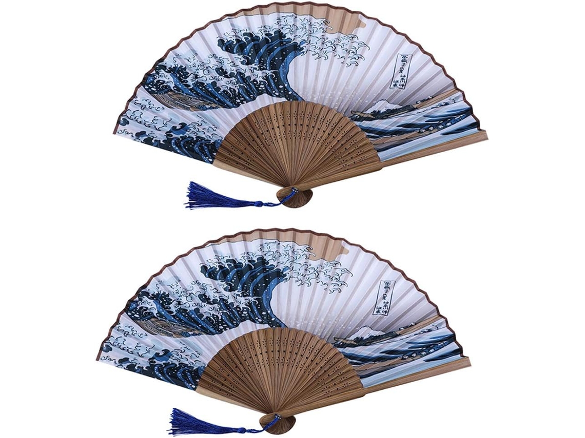 Abanico Plegable Decorativo 2 Piezas Cosplay Ventilador Portátil Mano
