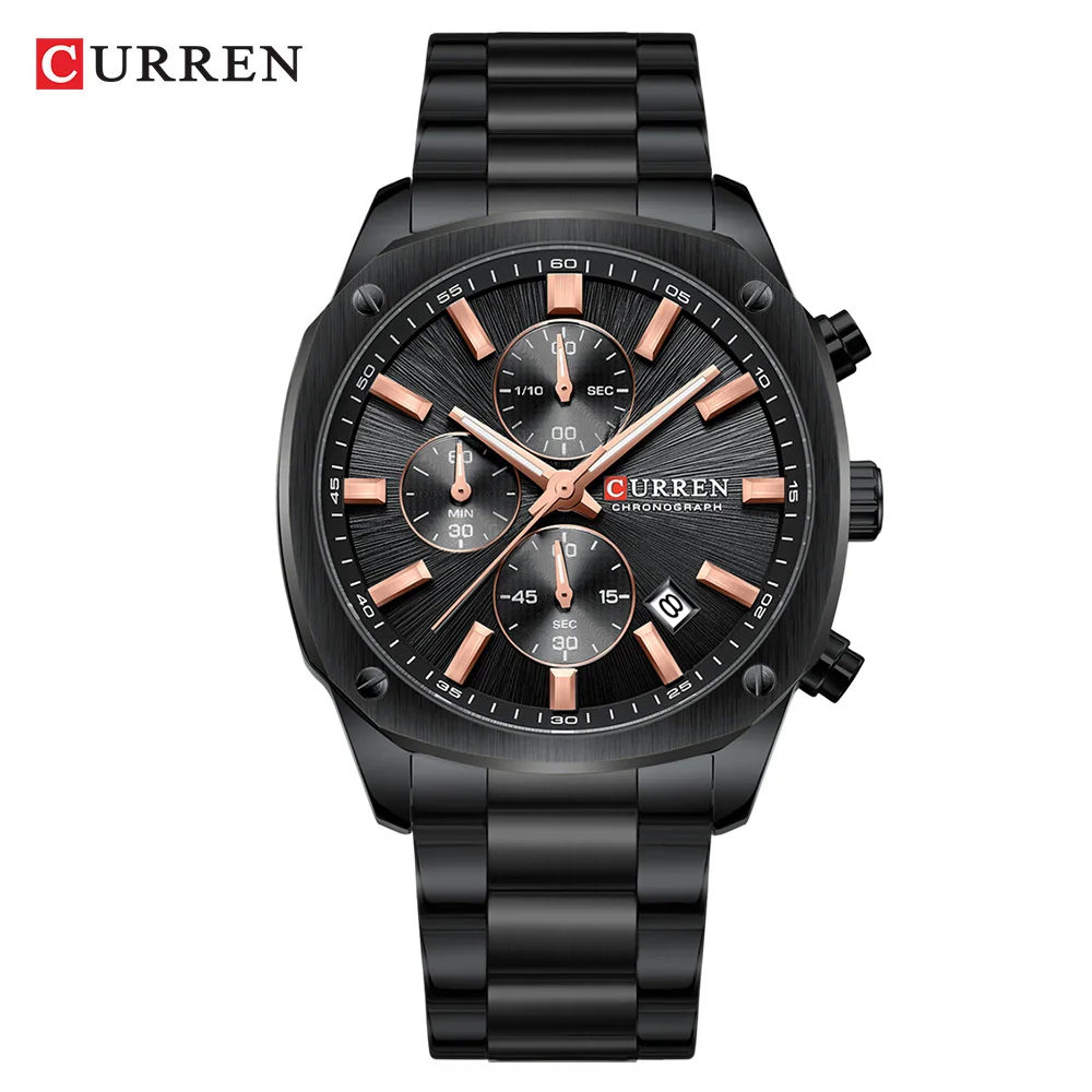 Reloj Cronógrafo Deportivo Para Hombre Con Pulsera De Acero Inoxidable, Esfera Grande Y Agujas Luminosas.