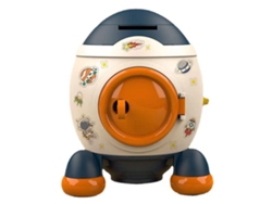 Hucha De Cerdo Espacial Con Diseño De Cohete Estilo Cartoon Azul Morandi Regalo Para Niños Y Niñas