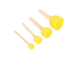 Juego De 4 Pinceles De Espuma Con Mangos De Madera Para Manualidades Y Pintura Infantil.