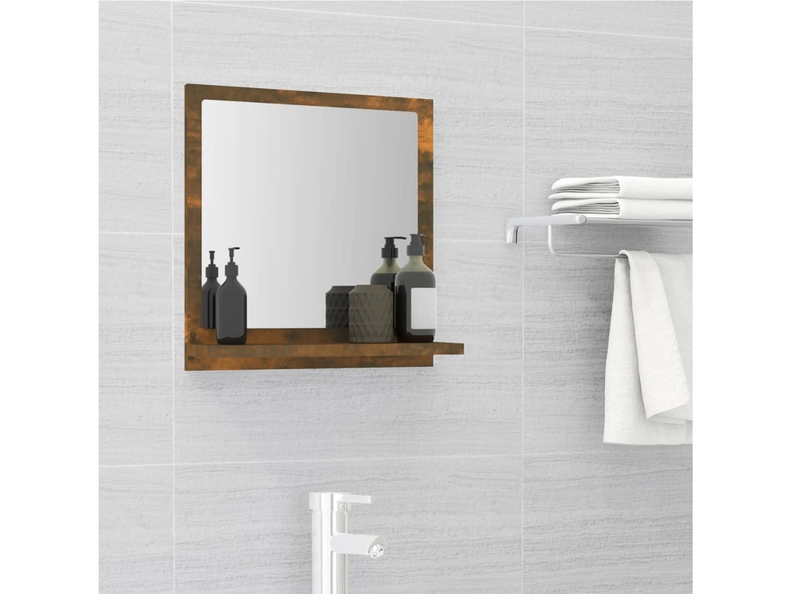 Espejo para Baño 40X10,5X37 cm Madera de Roble Ahumado Marrón Decoración