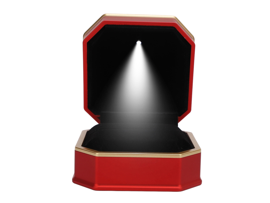 Caja para anillos (iluminación LED, interior aterciopelado)