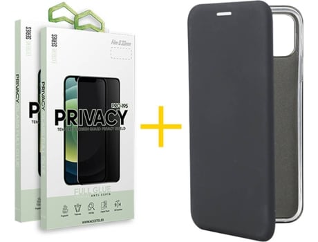 Kit Funda + Protector de Pantalla Apple iPhone 11 Pro Max SKYHE Flip Cover 1101 Negro