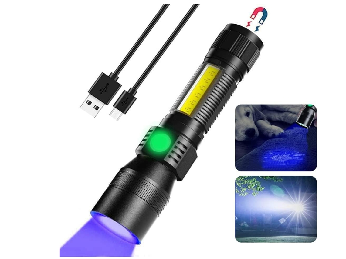 Linternas tácticas LED superbrillantes de 1200 lúmenes, Chronos Lantern-0189 con zoom, impermeables, con clip de bolsillo (negro) YIZHOOD
