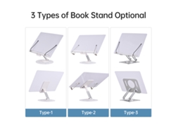 Soporte Para Libros De Escritorio Ajustable Con Clips Y Base Giratoria 360°