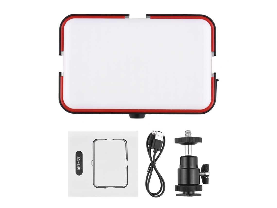 Luz LED para cámara con soporte para zapata, panel LED entrelazado para vlog y vídeo, mini luz LED portátil
