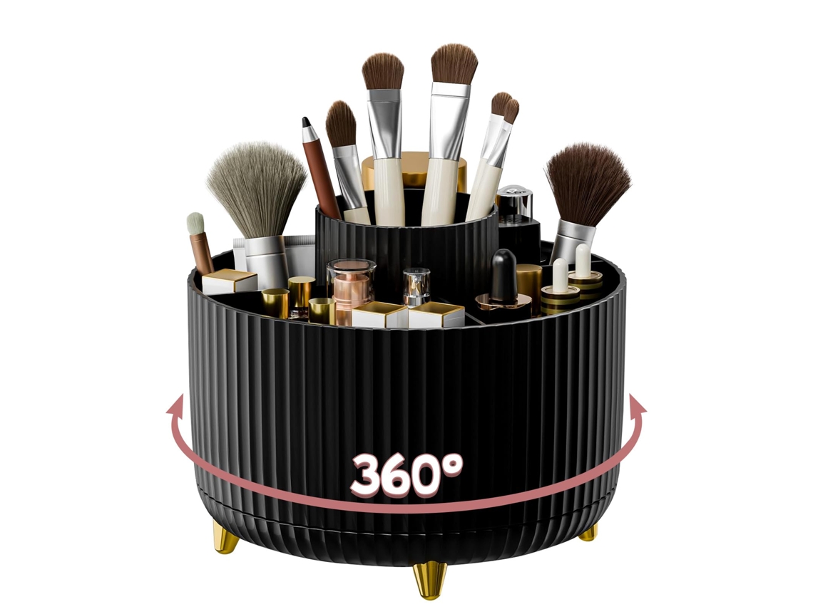 Soporte para brochas de maquillaje Suporli, 360°, 5 compartimentos. (1)