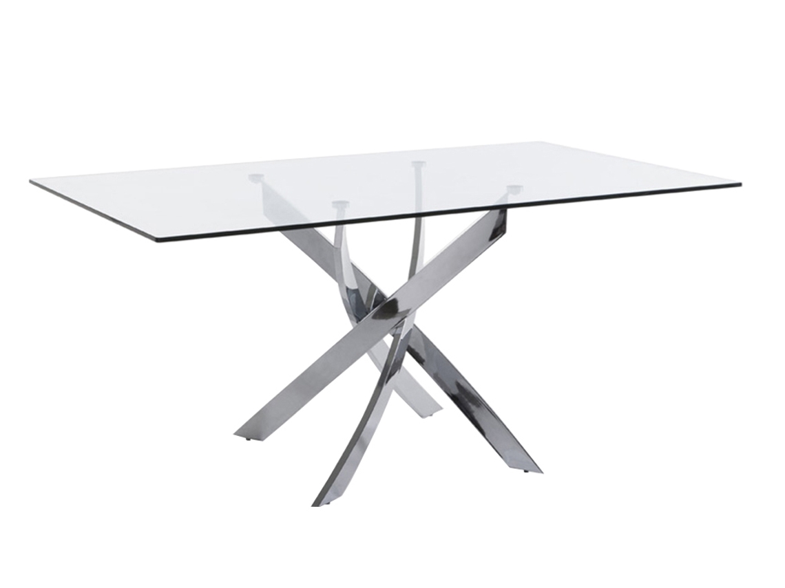 Mesa de Comedor ANGEL CERDÁ. 1061 (Plateado - Vidrio - 160 x 95 x 75 cm)