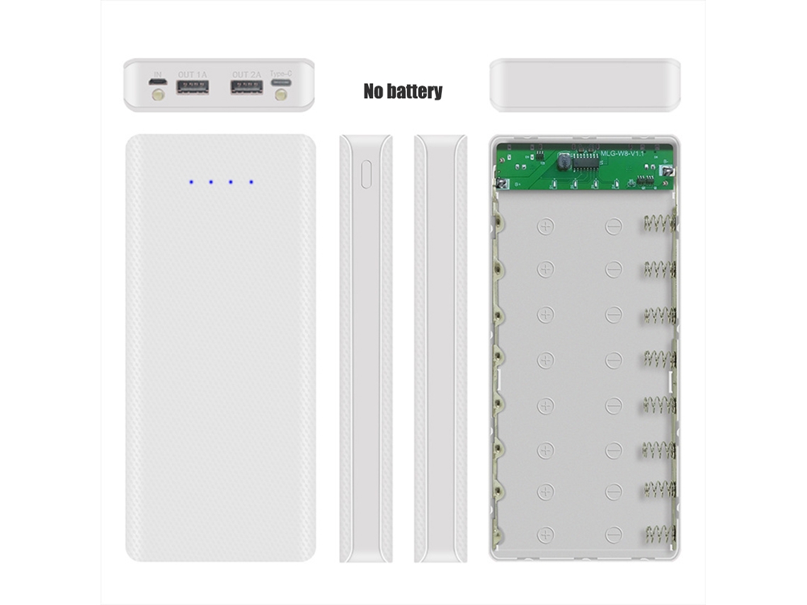 2026velora-caja De Batería Portátil Diy Con 2 Puertos Usb 5v 2a Para 8 Baterías 18650 Con Indicador De Energía