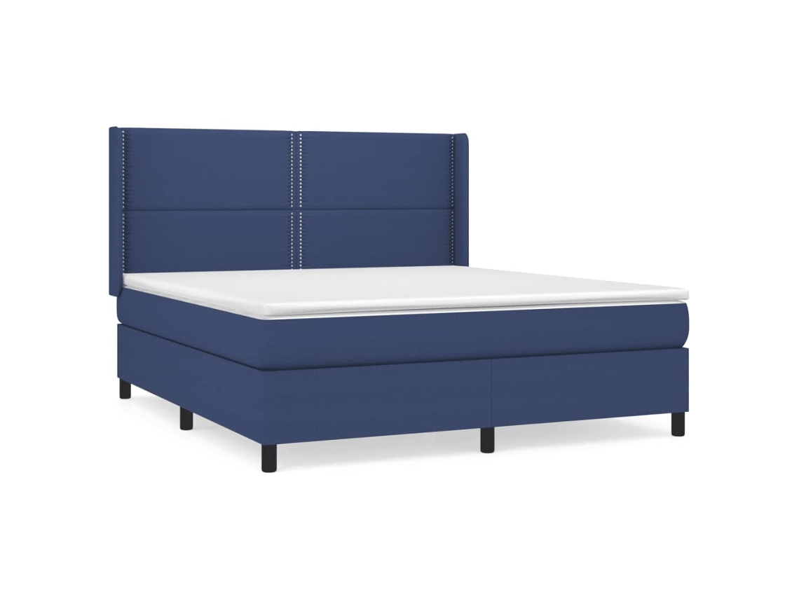 Maison Exclusive - Cama Box Spring Con Colchón Tela Azul 180x200 Cm