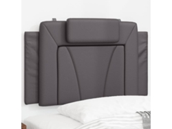 Cabecero De Cama Acolchado Cuero Sintético Gris 90 Cm