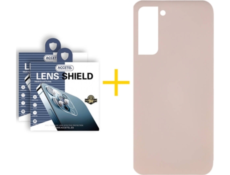Carcasa + 2 Protectores de Cámara para Samsung Galaxy S21 5G ACCETEL Rosa