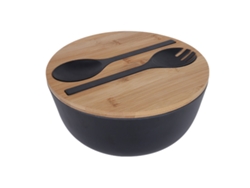 Ensaladera de fibra de bambú natural, cuenco para mezclar con tapa, cuchara y tenedor, perfecto para frutas, ensaladas y verduras, biodegradable.