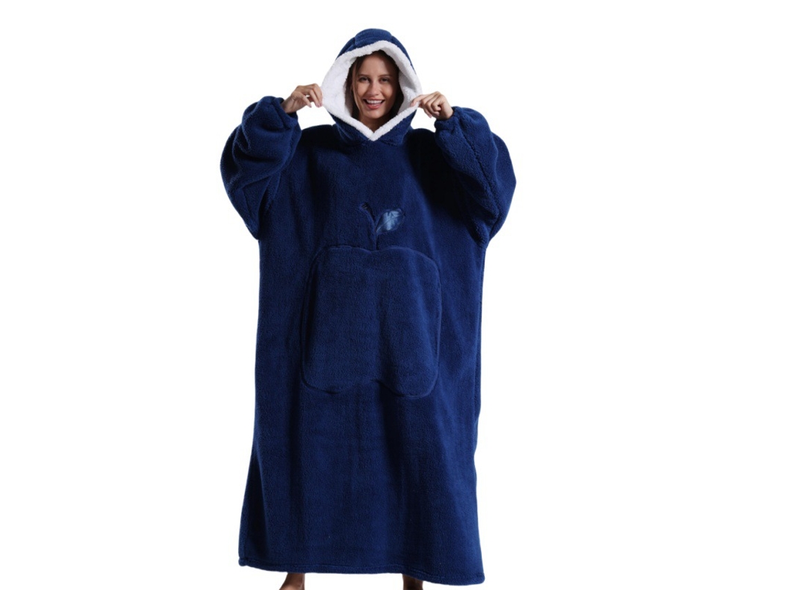 Manta Con Capucha, Sudadera Grande De Forro Polar Con Capucha, Manta Para Llevar, Bata De Baño Unisex (azul Marino) Cuich