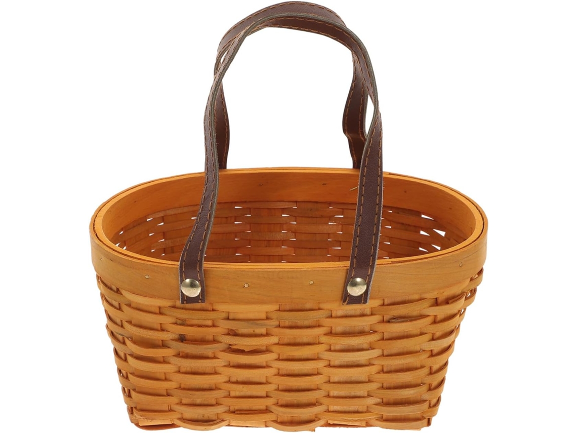 Cestas De Almacenamiento Tejidas Con Asa La Cesta Es Fácil Transportar Madera A Mano Elegantes Y Naturales