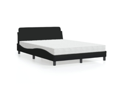 Cama Con Colchón Tela Negro 140x190 Cm