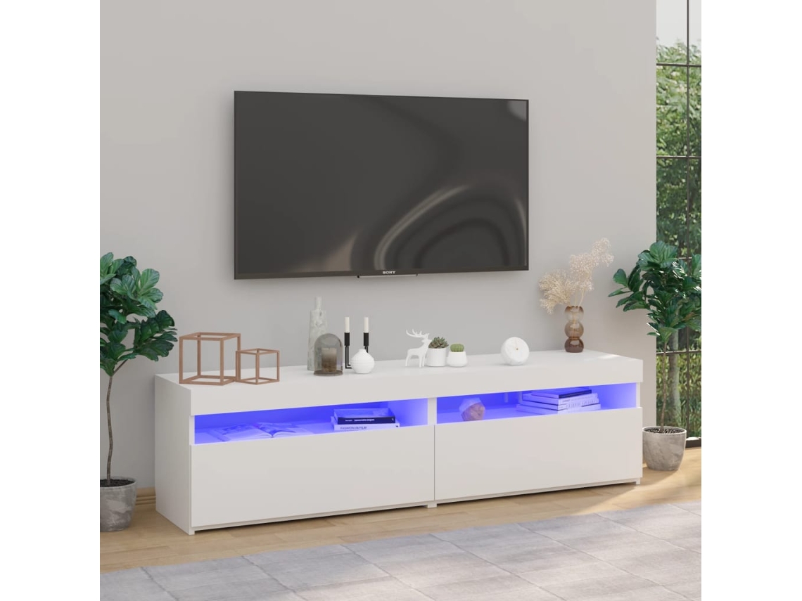 Estantería/Mueble de TV con luces Led 2 Pzs 75X35X40 Cm Blanco