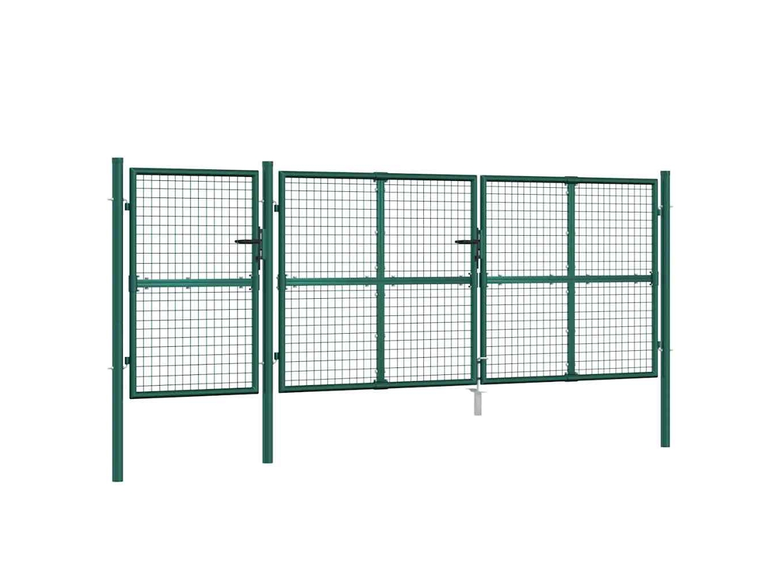 Maison Exclusive - Puerta De Jardín De Malla Verde 400x125 Cm Acero Galvanizado