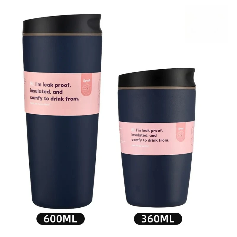 (azul Oscuro, 360ml+600ml) Vaso Térmico De Acero Inoxidable Con Aislamiento Térmico Al Vacío, Tapa A Prueba De Fugas Y Base Silenciosa