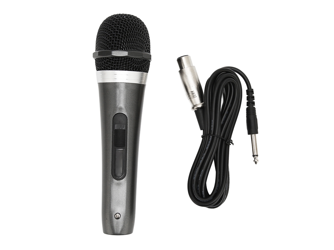 Microfone Fio 6.5mm Plug Isolamento Ruído Dinâmico De Mão Com Cabo 3 Metros Para Amplificador Mixer