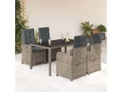 Conjunto de comedor de jardín DKD Home Decor de 5 piezas con cojines, ratán gris