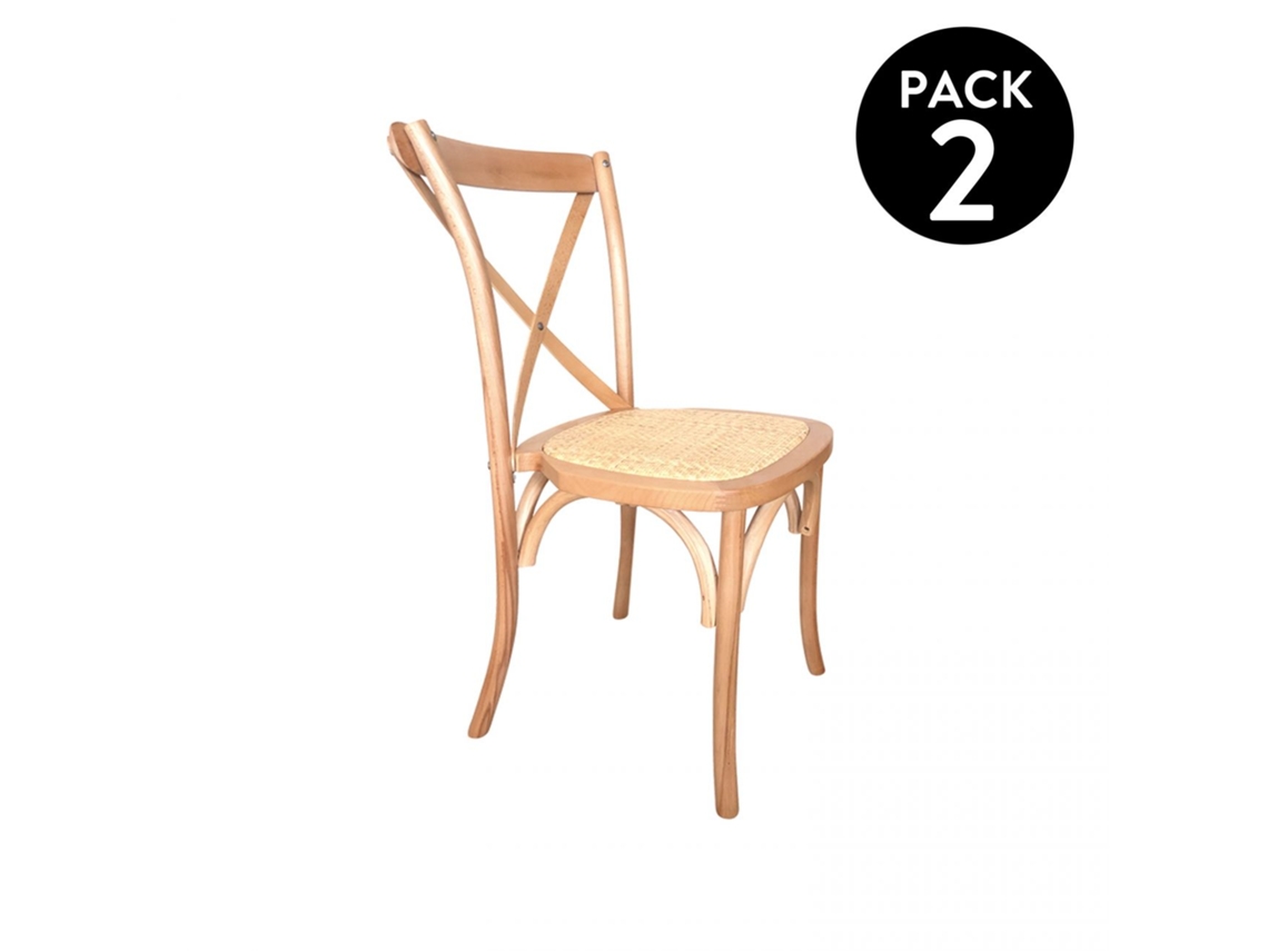 Pack 2 sillas de comedor Provenza Rattan - Claro 52 x 89 x 48 cm