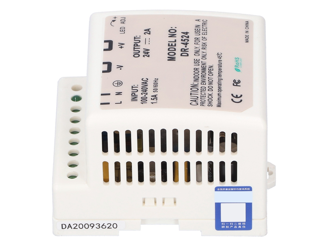 2026-fuente De Alimentación Regulable Led De Interruptor Para Rail Din Dr-45-24 Para Gabinete De Control Eléctrico