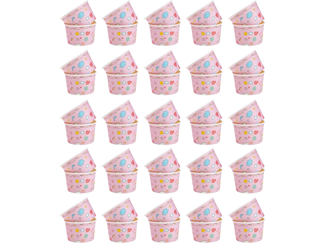 Juego De 50 Cuencos De Papel Grueso Para Helado, Tamaño Grande, Amarillo Brillante.