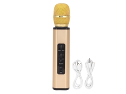 Microfone Sem Fio Bluetooth K6 Portátil Com Alto-falante Para Pc, Smartphones - Dourado