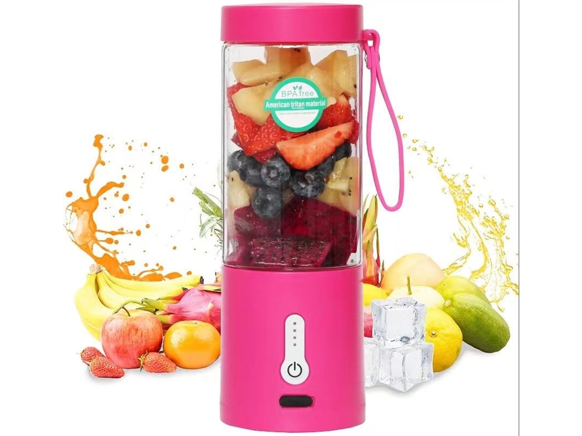 Vaso Exprimidor Portátil Carga Inalámbrica Mini Exprimidor Usb Procesador De Alimentos Eléctrico Gusshious Rosa
