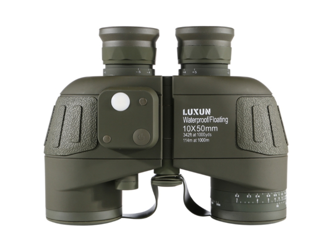 Binoculares 10x50 Bak4 Prism FMC IP68 iluminados, telémetro, brújula, visión en condiciones de poca luz, observación de aves, navegación, safari, senderismo, color negro Yizhood