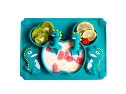 Plato De Cena De Silicona De Grado Alimenticio Para Niños, Tazón Con Ventosa Anticaída De Dibujos Animados, Compartimento De Una Pieza, Complemento Al