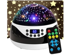 Proyector de luz nocturna de estrellas con temporizador y música, lámpara de proyección de control remoto para niños, luces nocturnas giratorias para dormitorio (negro) BISBISOUS
