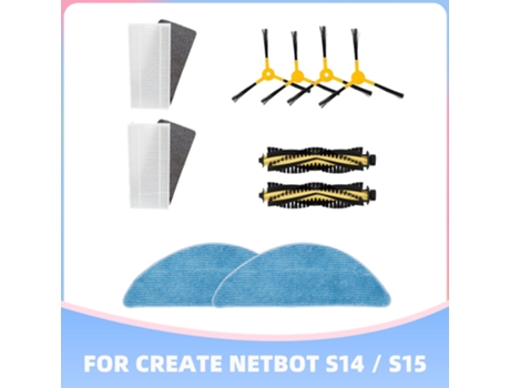Paquete de repuesto (mopa con filtro Hepa de rodillo de Cepillo Lateral) para crear repuestos de aspiradora Robot Netbot S14/S15