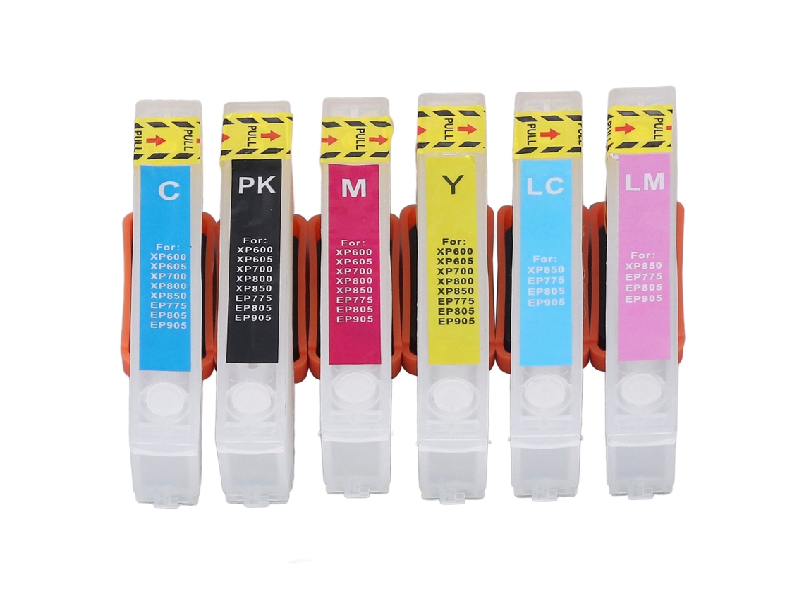 6 cartuchos de tinta reutilizables T2431-T2436 para impresoras de inyección de tinta