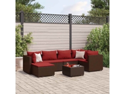 Conjunto de jardín de 7 piezas con cojines de mimbre marrón DKD Home Decor