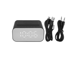 Alto-falante Bluetooth Com Carregamento Sem Fio 15w Rádio Fm Despertador Dual Temporizador De Dormir Preto
