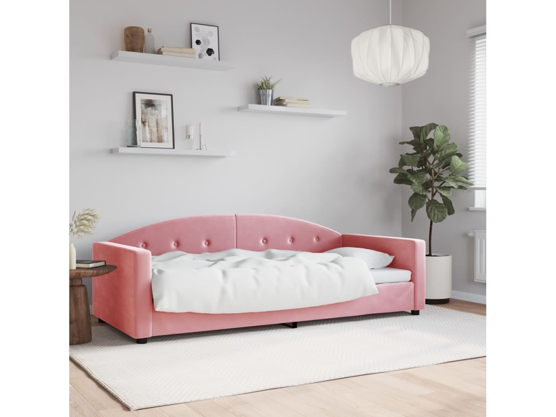Sofá Cama Sin Colchón Terciopelo Rosa 90x200 Cm