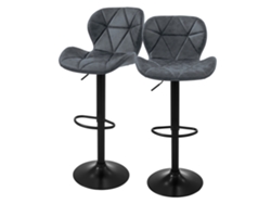 Conjunto de 2 Bancos de Bar com Capa em Imitação de Pele Antracite com Encosto e Apoio para Os Pés Reguláveis em Altura 59-79Cm ML-DESIGN