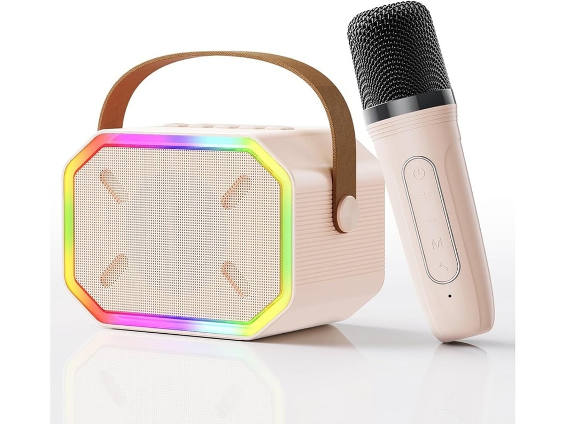 Mini máquina de karaoke para niños, micrófono portátil con Bluetooth para niños, niñas y adultos con 1 micrófono Pe Yizhood