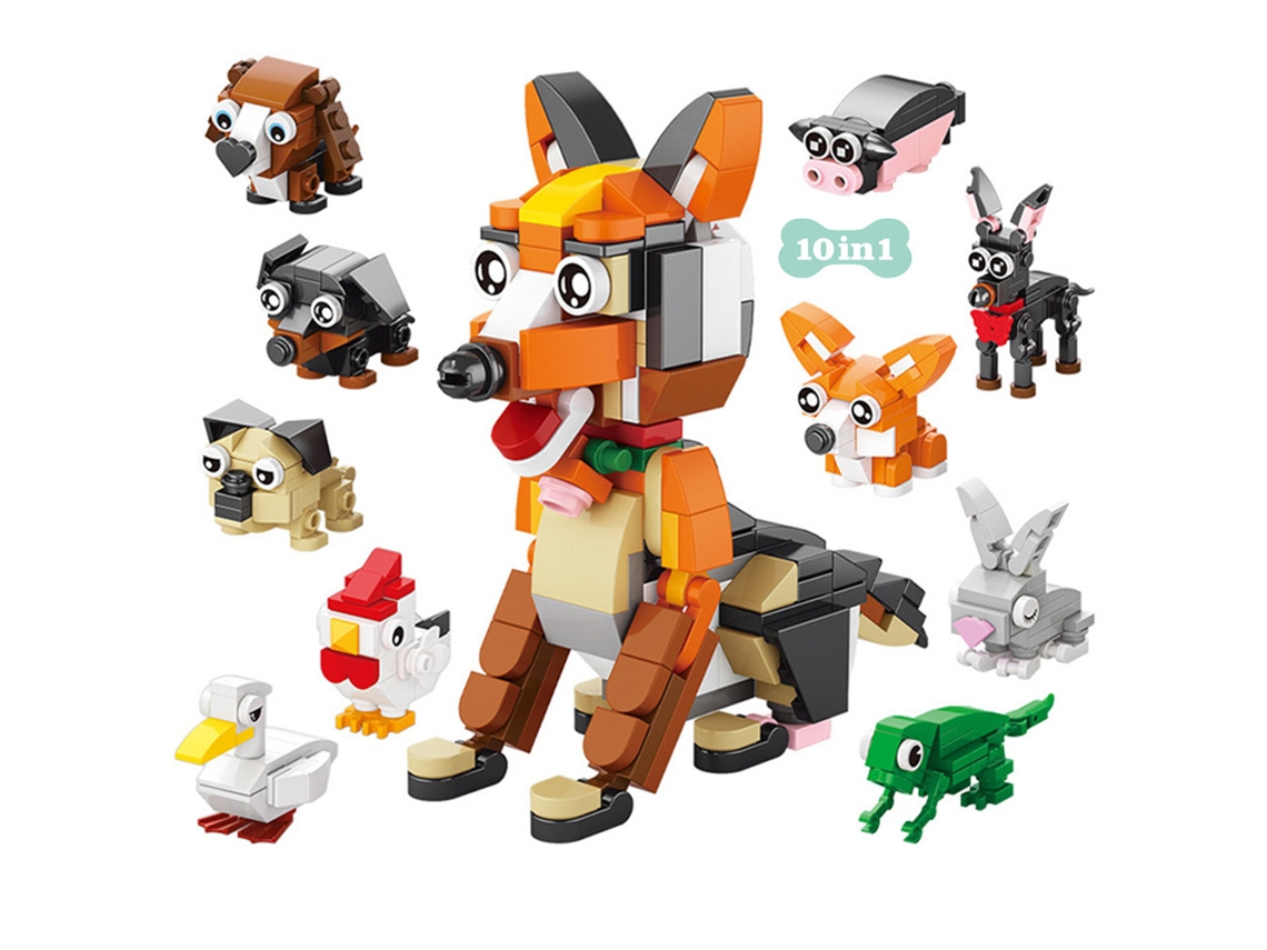 Juego de bloques de animales 10 en 1: Insectos, peces, pájaros, perros, elefantes, pandas, jirafas y abejas, juguetes educativos Viewleaf