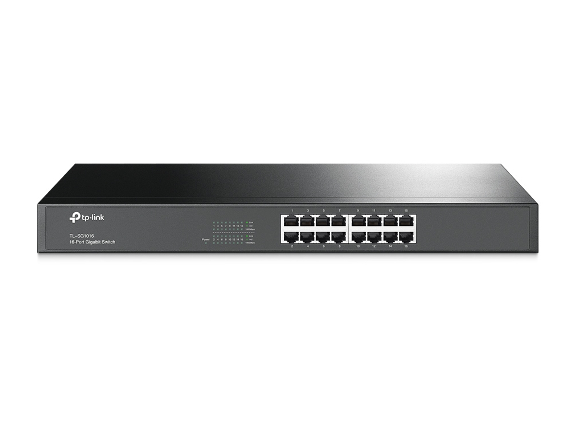 TP-Link SG1016 Gigabit Ethernet 1U no administrado, negro (10/100/1000)
