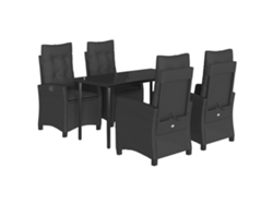 Maison Exclusive - Set De Muebles Jardín 5 Pzas Con Cojines Ratán Sintético Negro