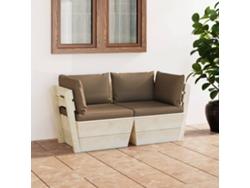 Sofá de palets de jardín de 2 plazas con cojines de madera de abeto DKD Home Decor