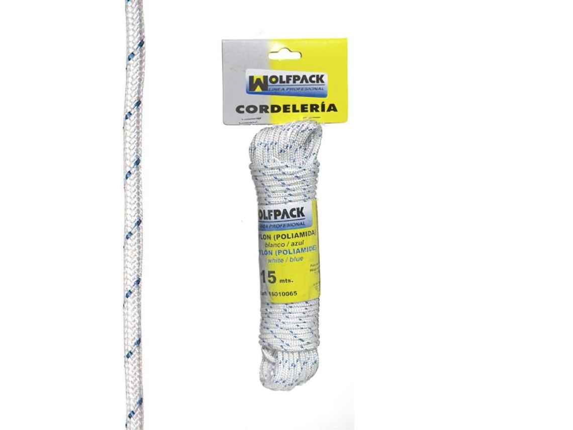 Cuerda Nylon Alta Tenacidad Blanca / Azul (Madeja 15 m.) WOLFPACK LINEA PROFESIONAL