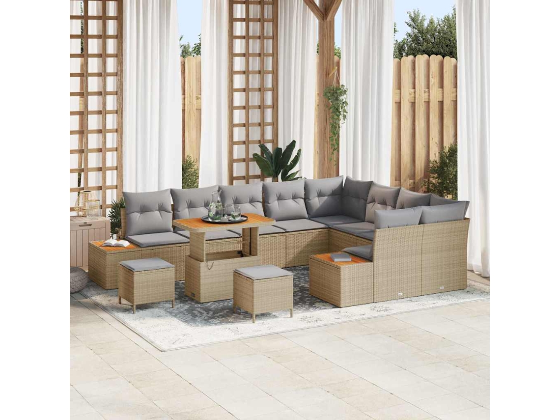 Maison Exclusive - Conjunto De Sofás De Jardín Con Cojín 12 Pcs Beige Poliratán
